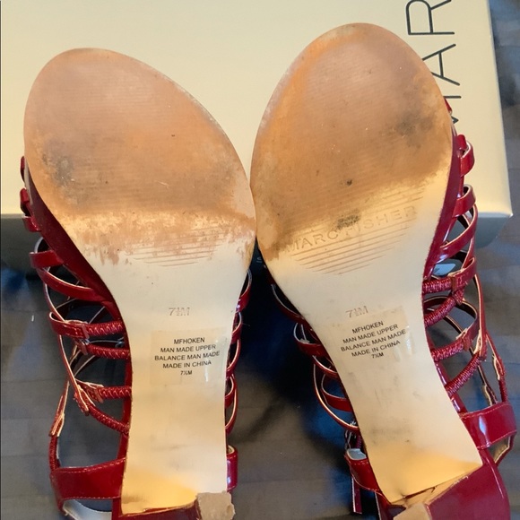 Marc Fisher studded caged heels in dk red patent - Picture 4 of 5